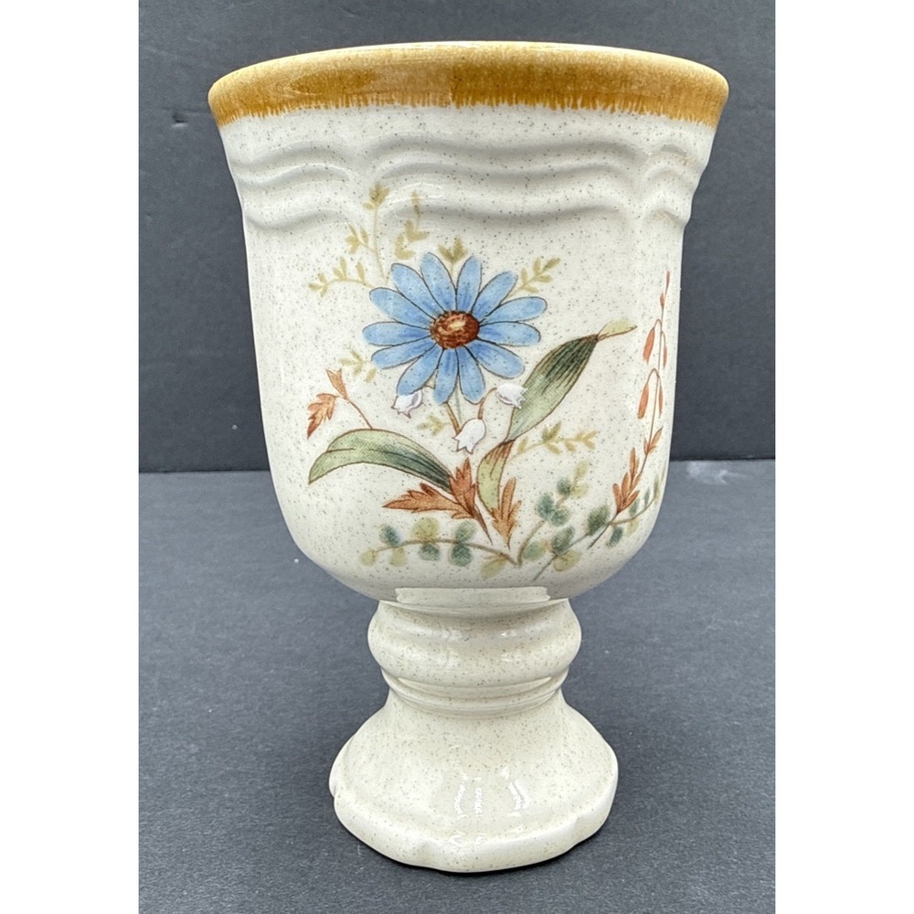 VTG Mikasa‎ Blue Daisies China Wine Goblet Glass Discontinued